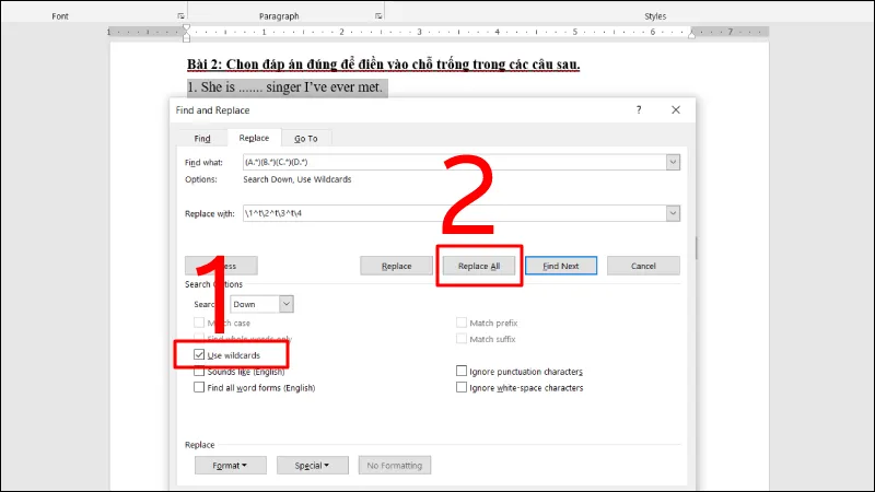 Nhấn chọn Replace All
