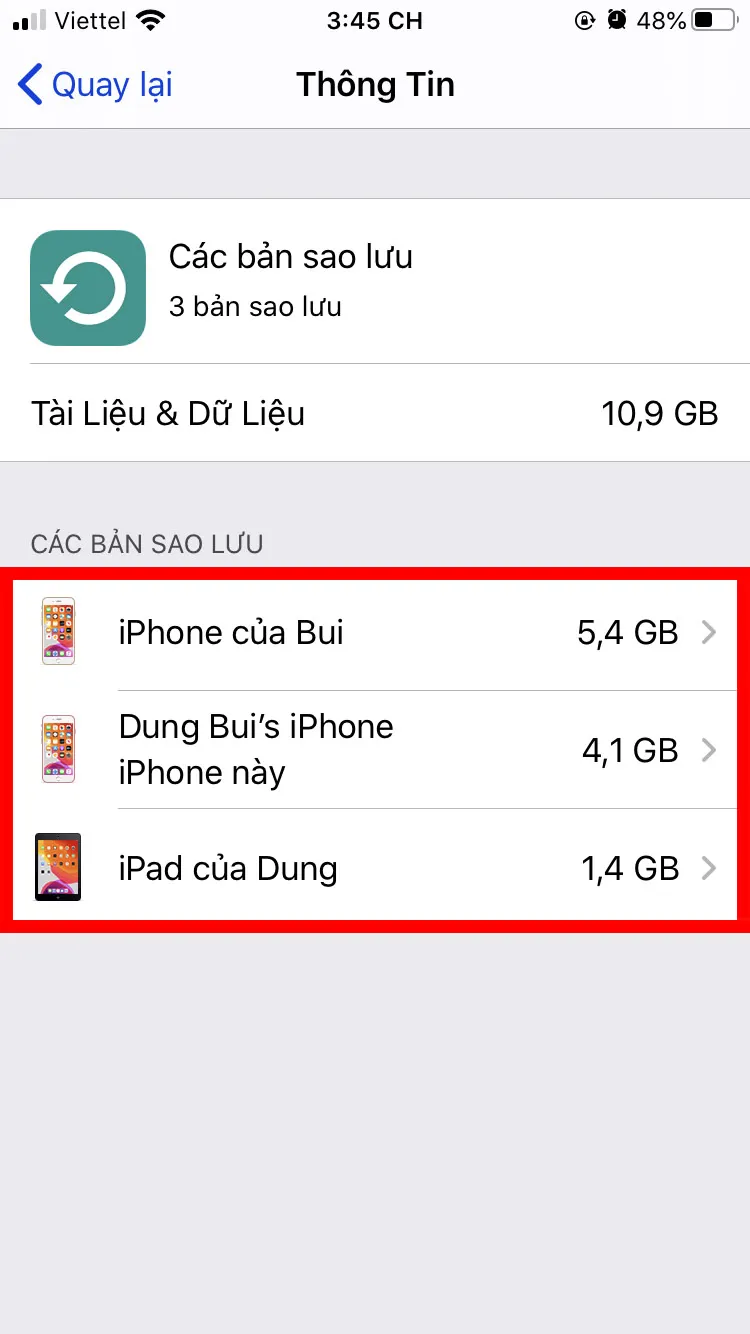 Cách xoá các bản sao lưu iCloud giúp tăng dung lượng iPhone, iPad