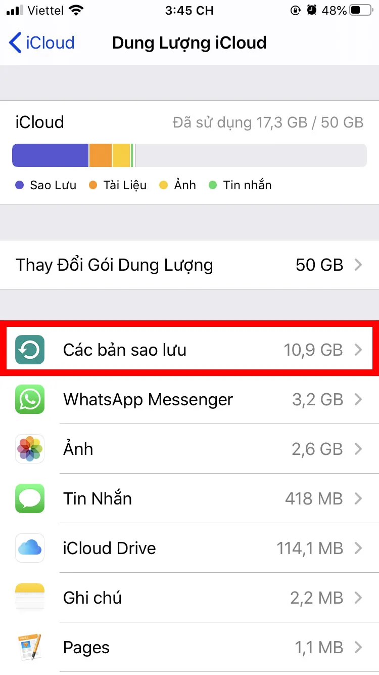 Cách xoá các bản sao lưu iCloud giúp tăng dung lượng iPhone, iPad