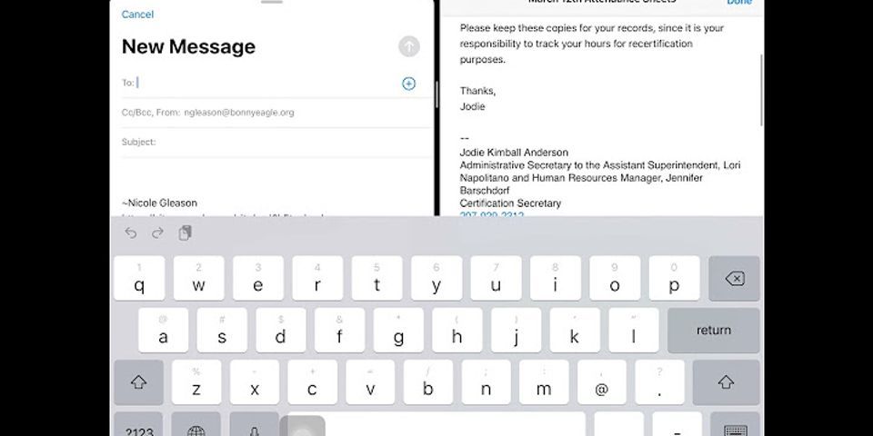How do I get rid of split screen on iPad email