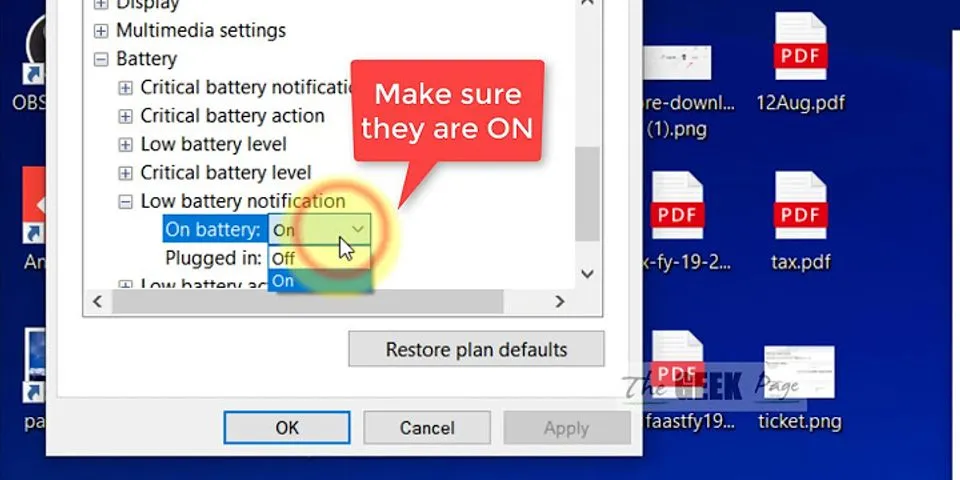 How to stop laptop from shutting down when battery is low