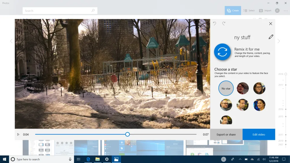Video editing in Windows 10